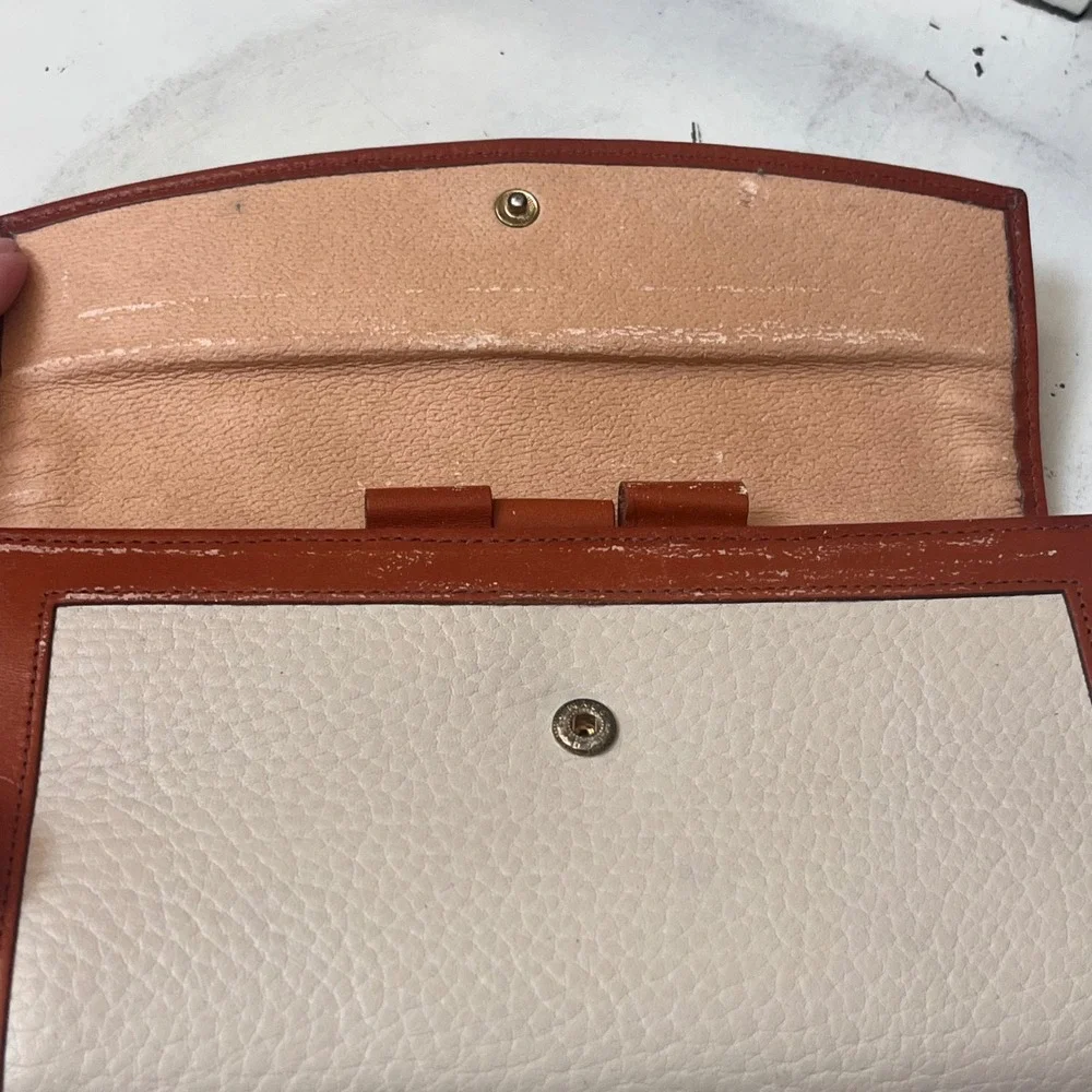Vintage Dooney & Bourke AWL Checkbook Wallet Bone British Tan Leather USA